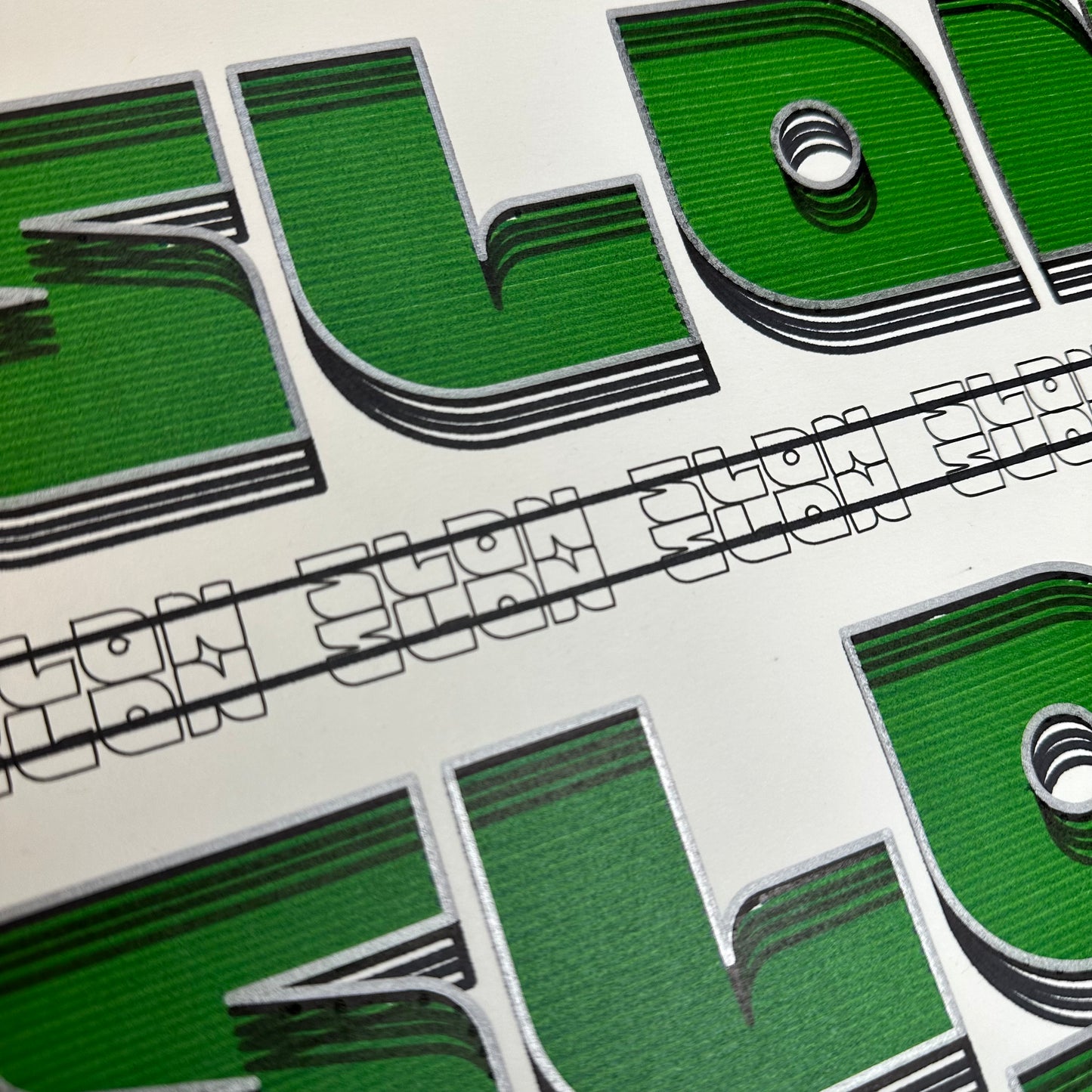 Green Slon Cyber Print Art Print Close Up