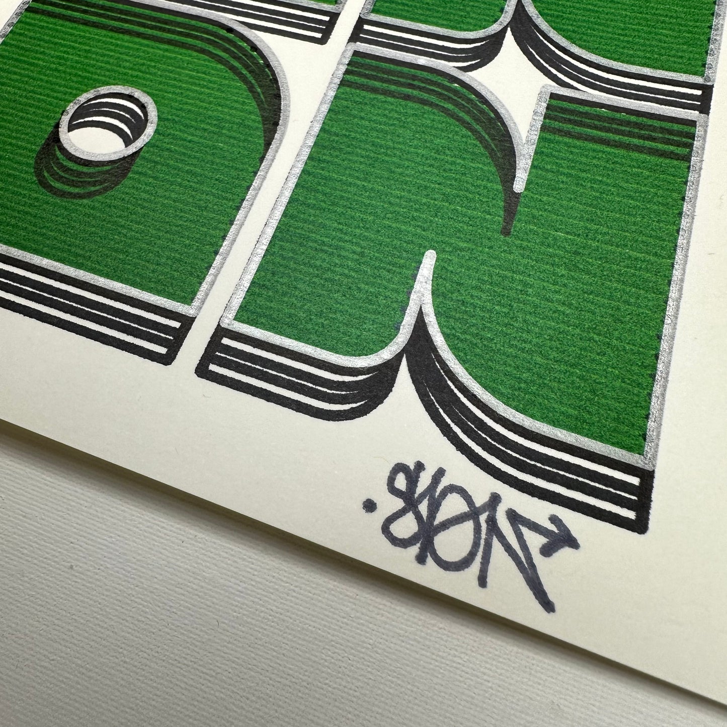 Green Slon Cyber Print Art Print Close Up Tag