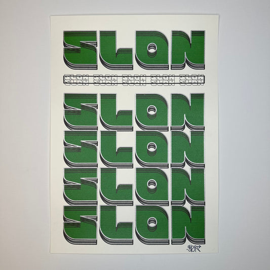 Green Slon Cyber Print Art Print Front