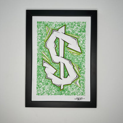 Dollar Stamp Original Artwork Framed Front