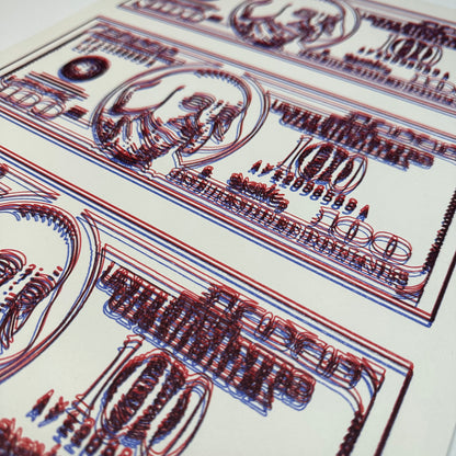 3D Cash Cyber Print Art Print Close Up Right